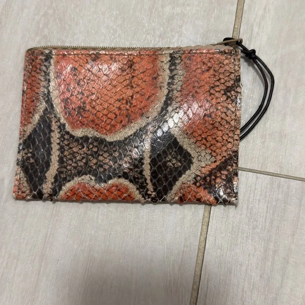 NEW b. May python zip card holder wallet.